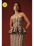 Brown Vichy Peplum Bustier | pt51 - view 1