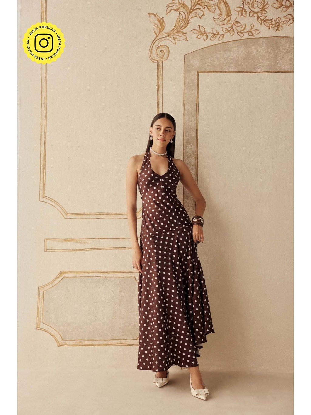 Women Brown Polyester Maxi Dress | D56 - view 1