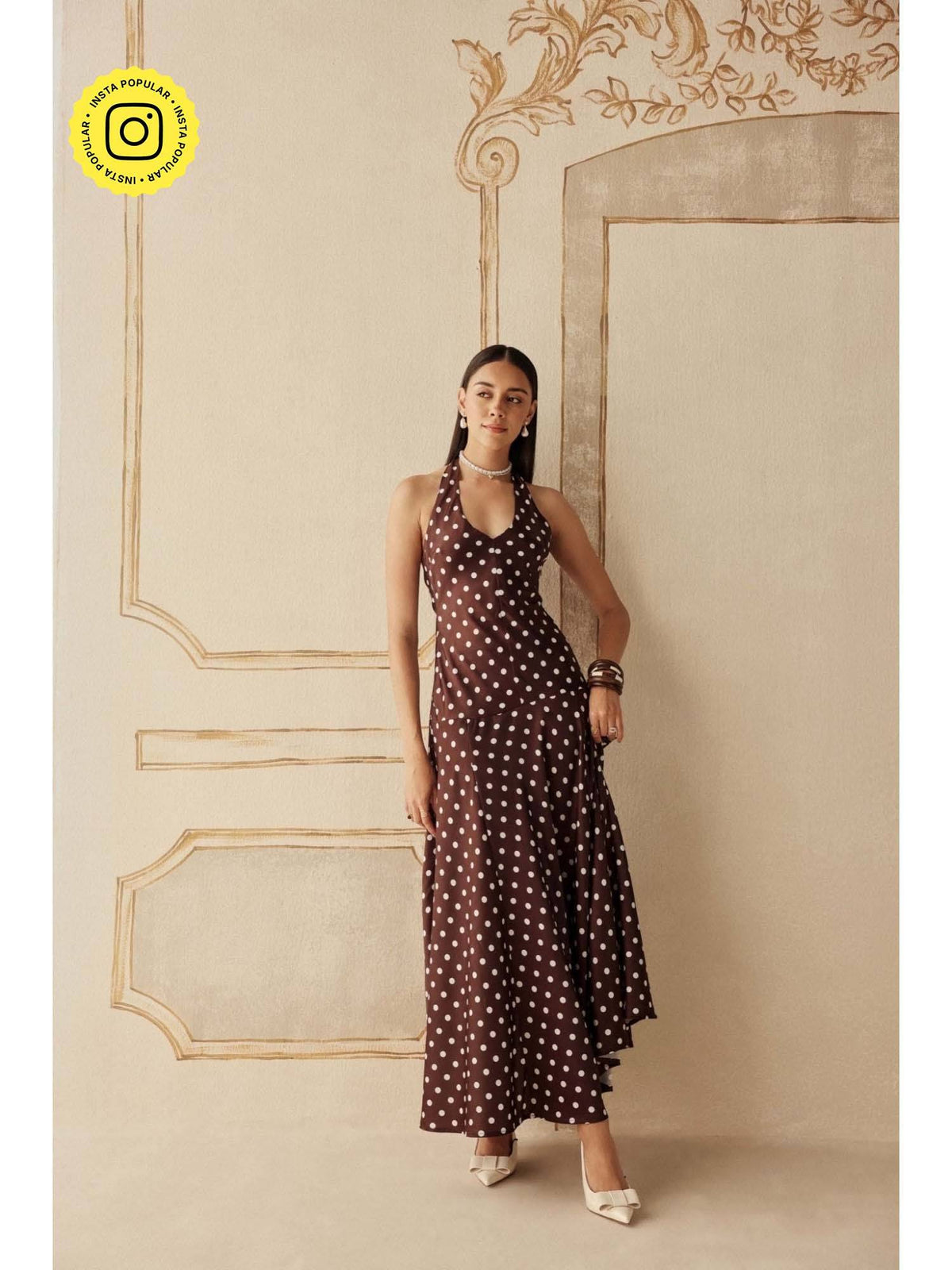 Women Brown Polyester Maxi Dress | D56 - view 1