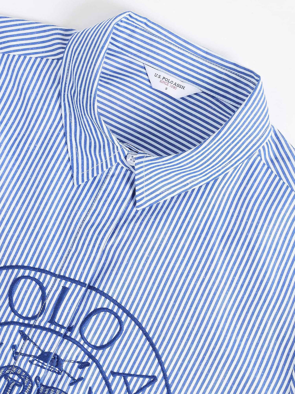 Vertical Stripe Embroidered Shirt Blue | S67 - view 2