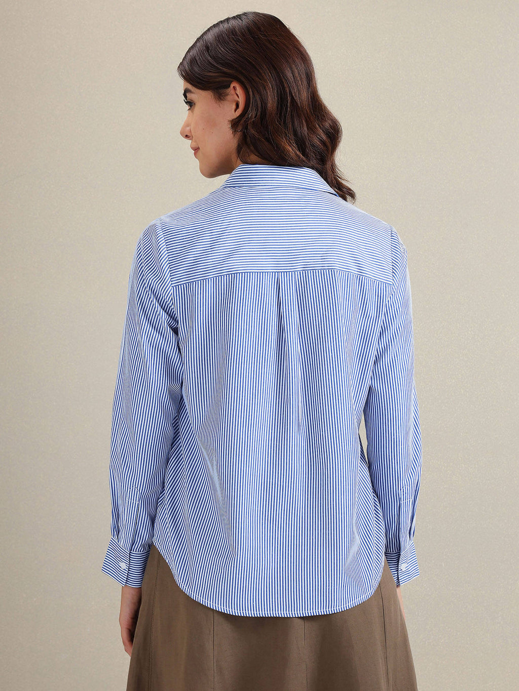 Vertical Stripe Embroidered Shirt Blue | S67 - view 5