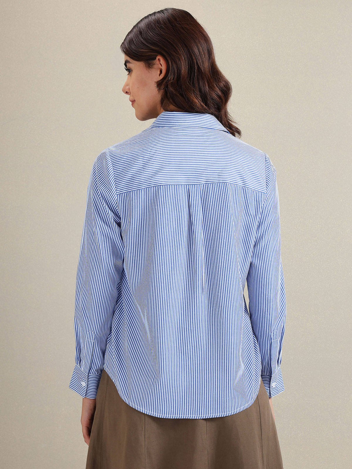 Vertical Stripe Embroidered Shirt Blue | S67 - view 5