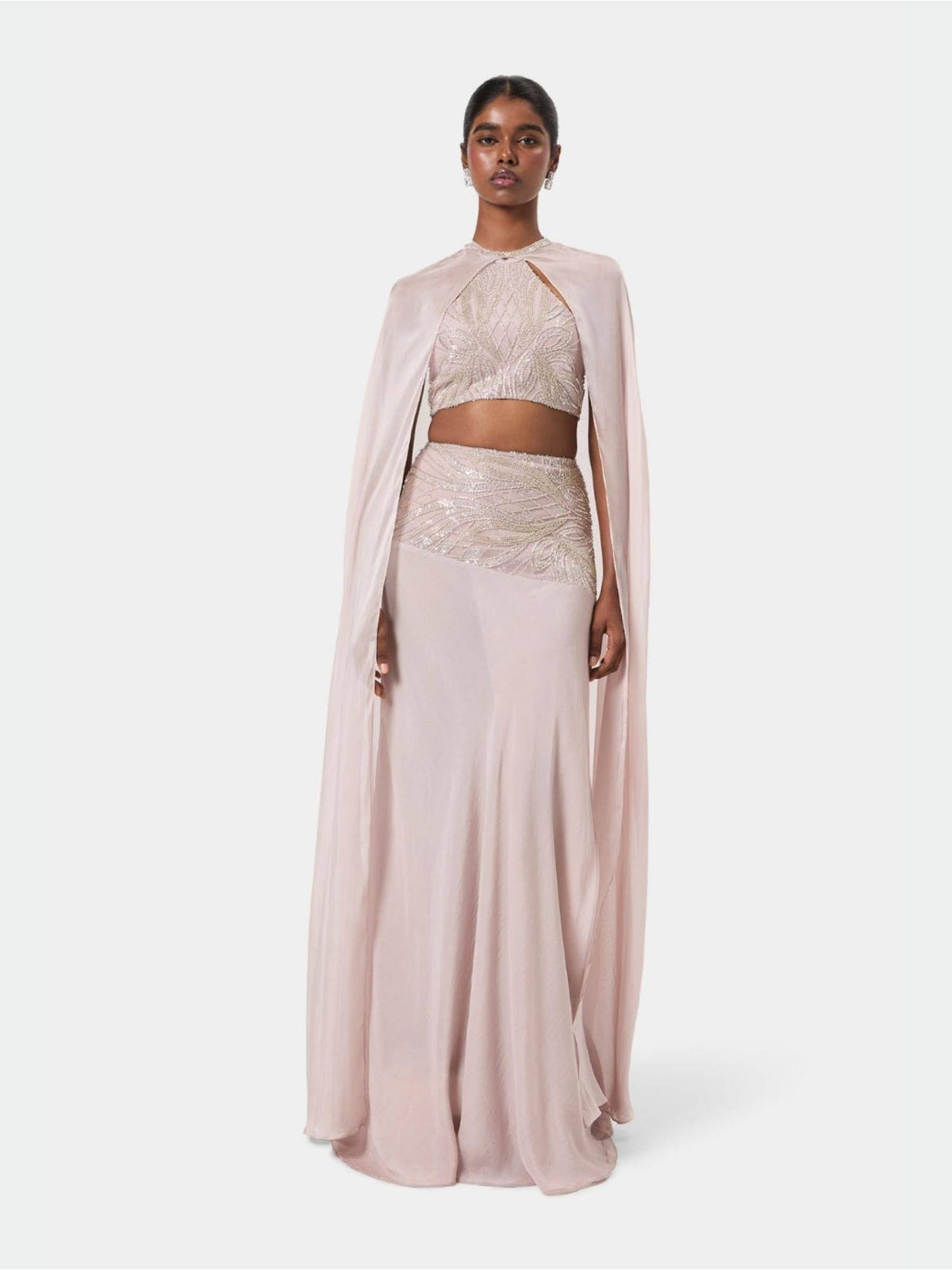 Pink Embellished Overlay Cape | JC78 - view 1