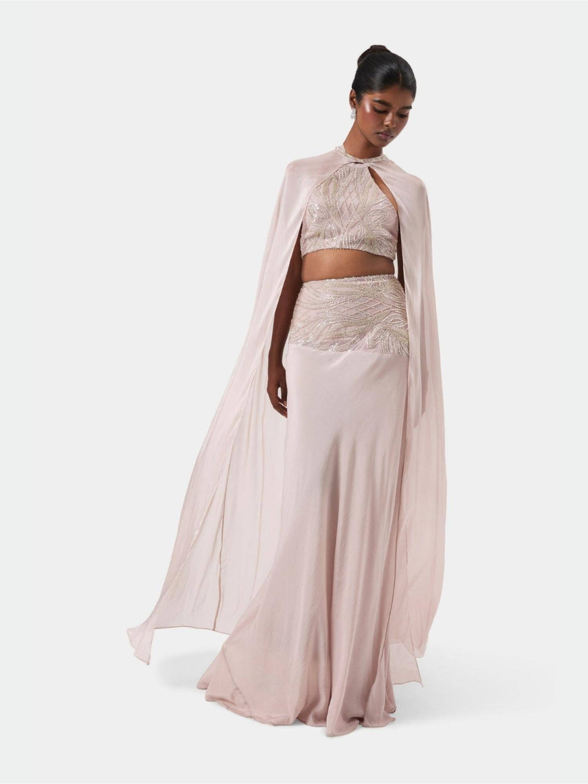 Pink Embellished Overlay Cape | JC78 - view 3