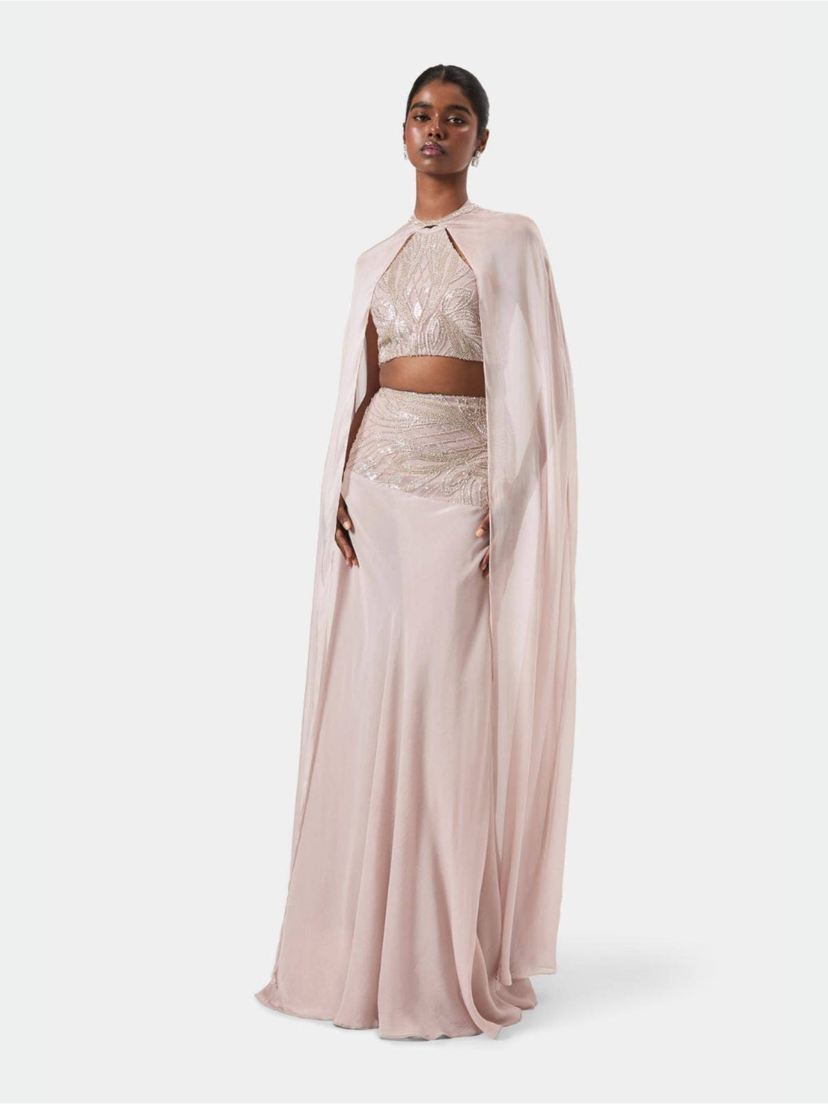 Pink Embellished Overlay Cape | JC78 - view 4