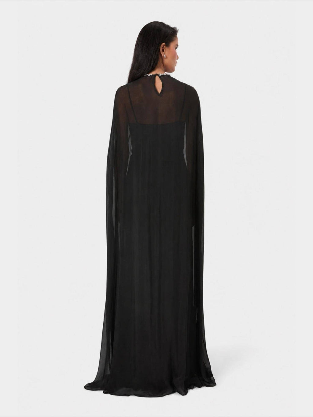 Black Midnight Embellished Overlay Cape | JC78 - view 2