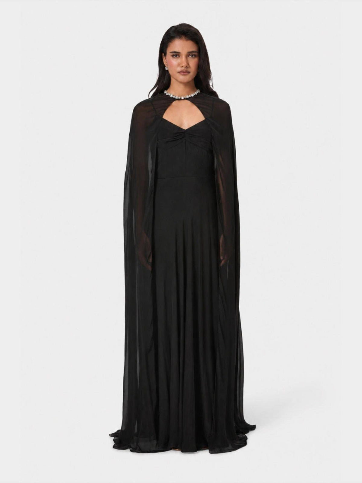 Black Midnight Embellished Overlay Cape | JC78 - view 4
