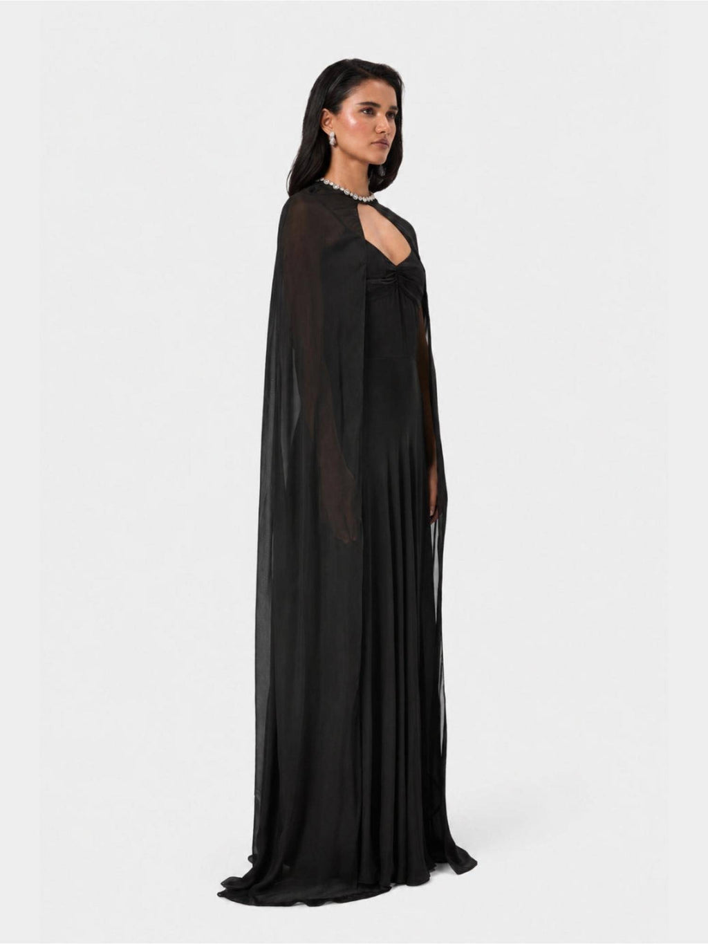 Black Midnight Embellished Overlay Cape | JC78 - view 5
