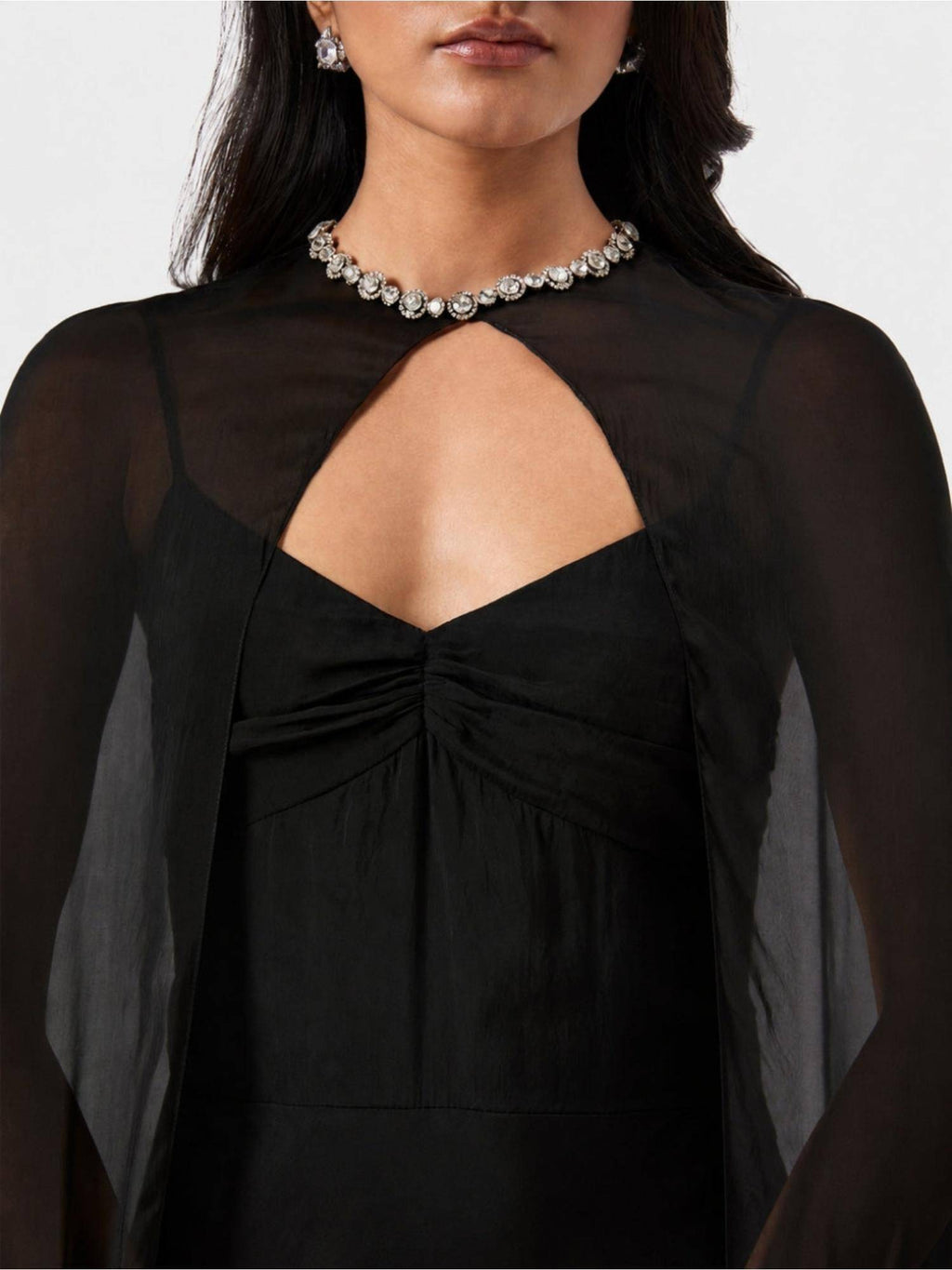 Black Midnight Embellished Overlay Cape | JC78 - view 6