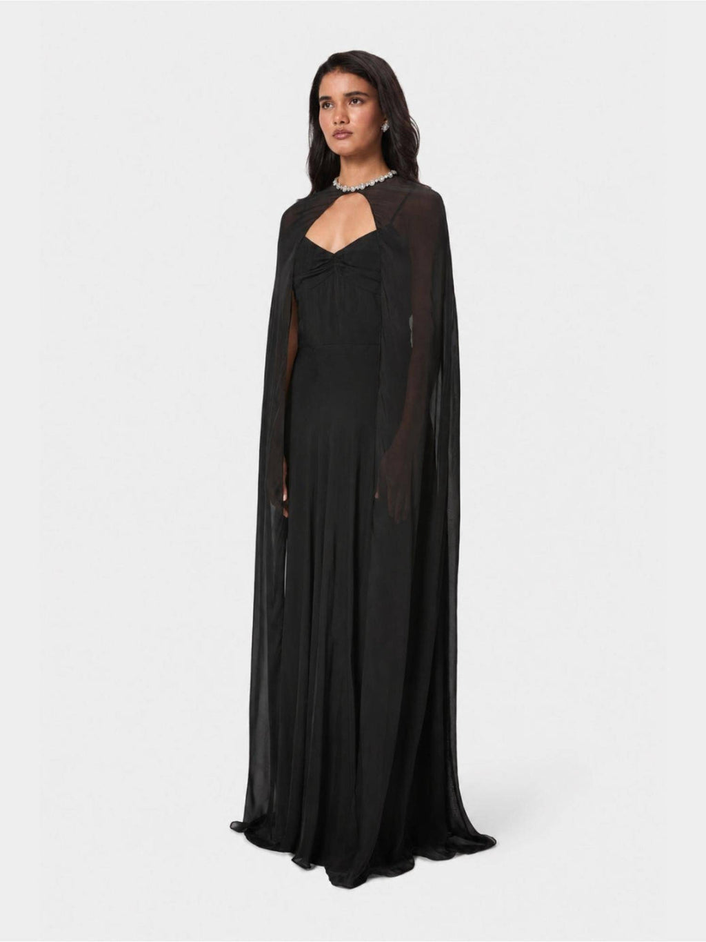 Black Midnight Embellished Overlay Cape | JC78 - view 7