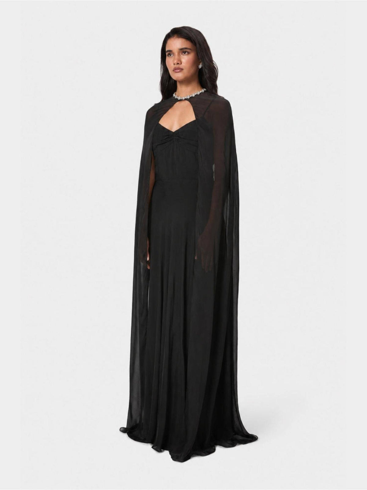 Black Midnight Embellished Overlay Cape | JC78 - view 7