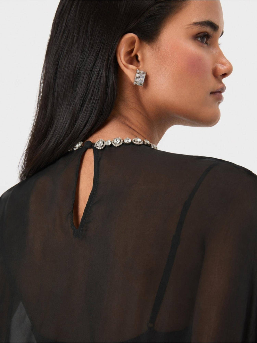 Black Midnight Embellished Overlay Cape | JC78 - view 8