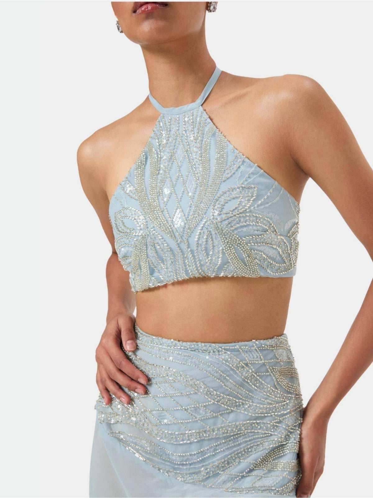 White Shell Trim Halter Top | HT67 - view 26