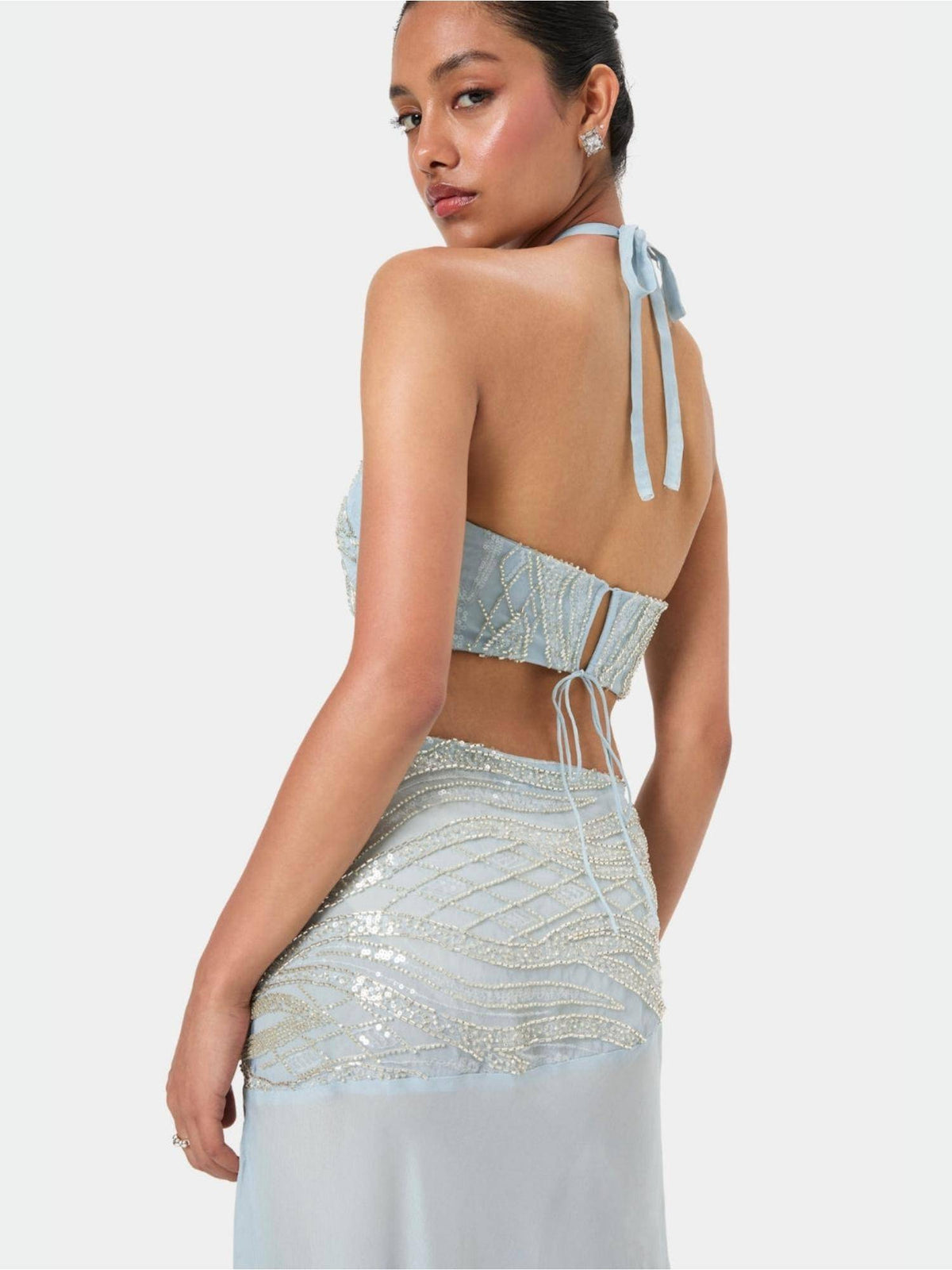 Blue Embellished Halter Top | CT61 - view 3