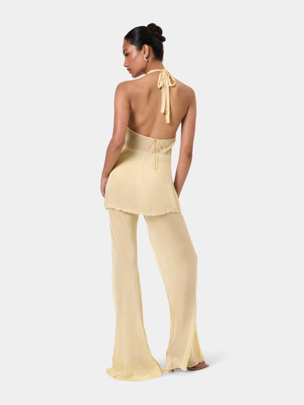 Yellow Shell Trim Halter Top | HT67 - view 2
