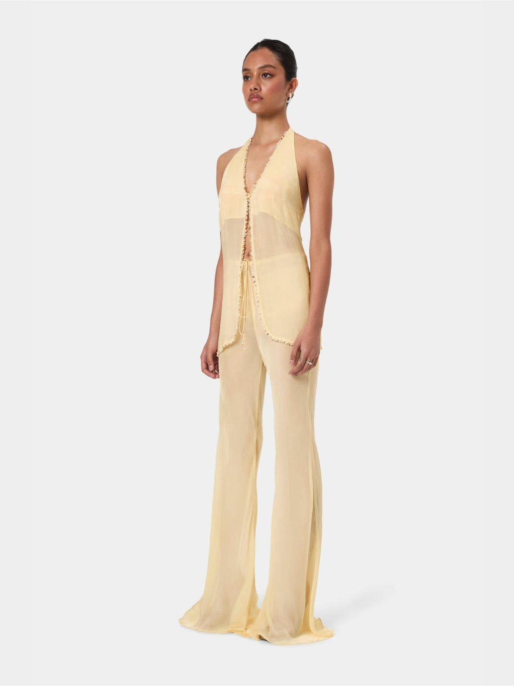 Yellow Shell Trim Halter Top | HT67 - view 5