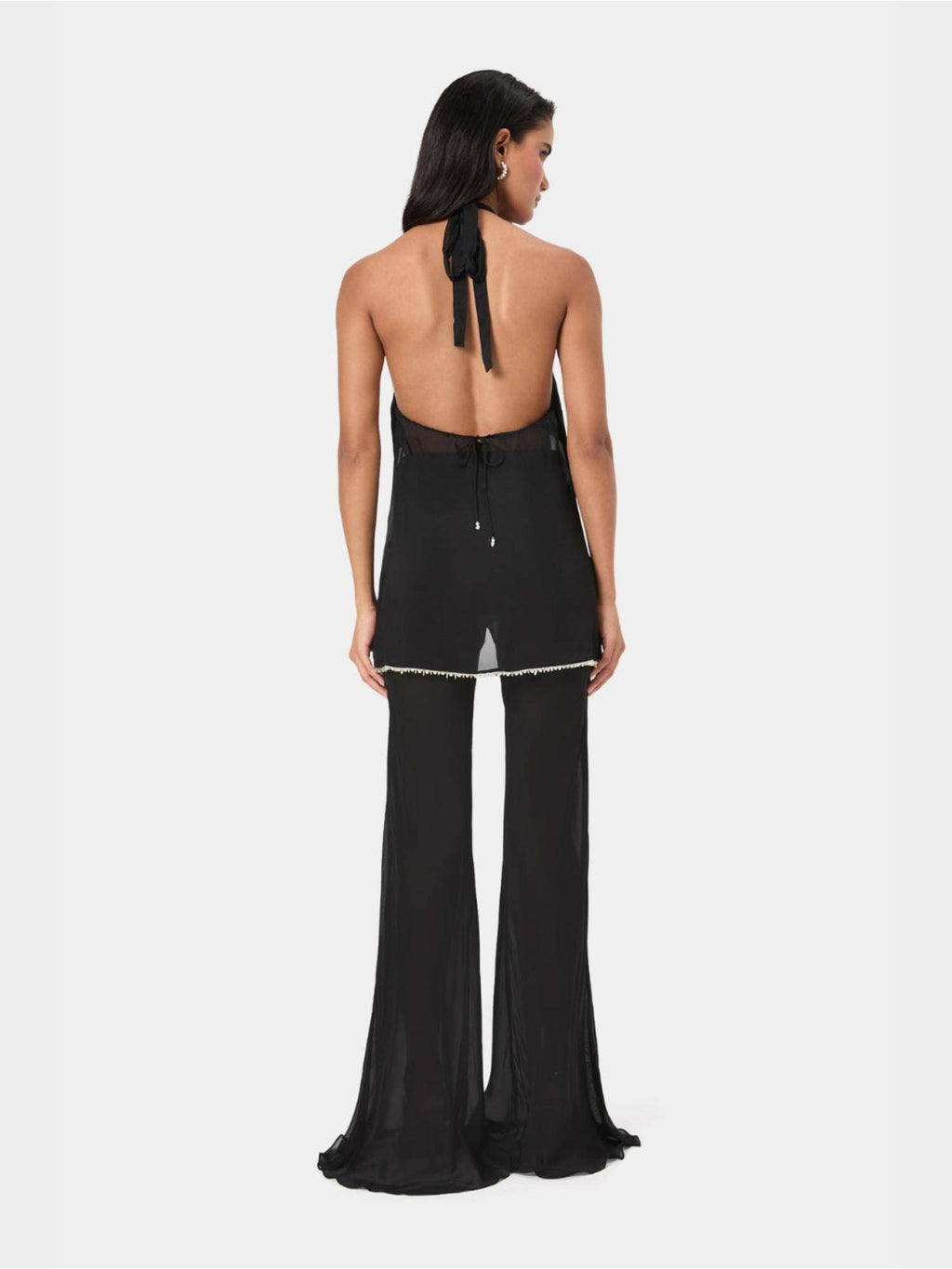 Black Shell Trim Halter Top | HT67 - view 2