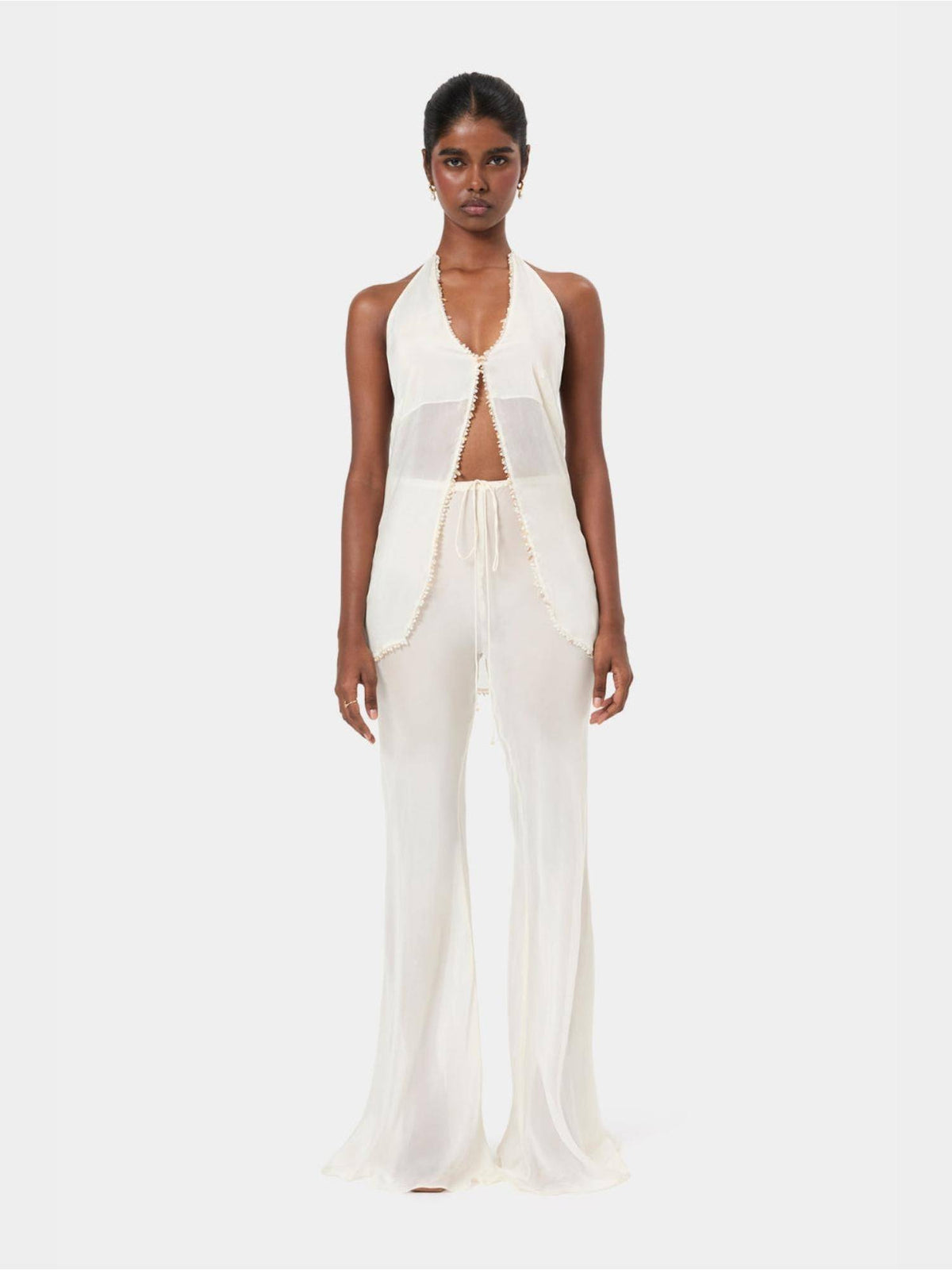 Black Shell Trim Halter Top | HT67 - view 20