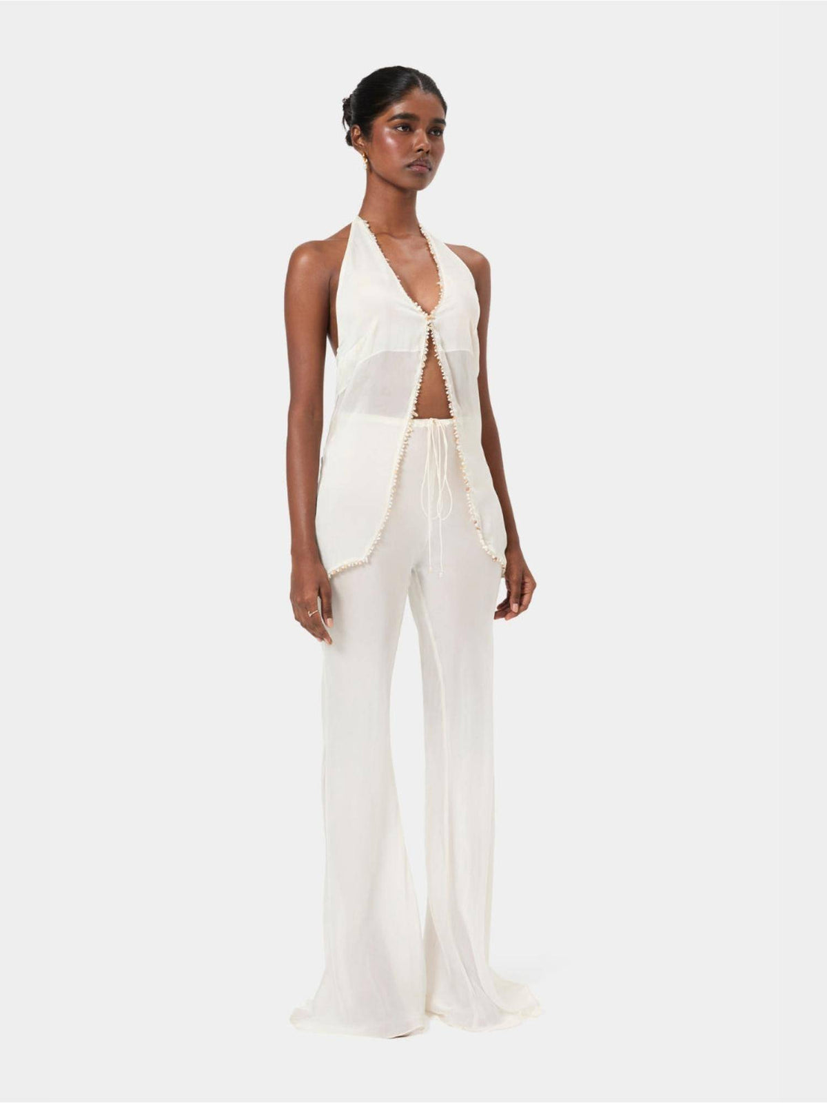 Black Shell Trim Halter Top | HT67 - view 21