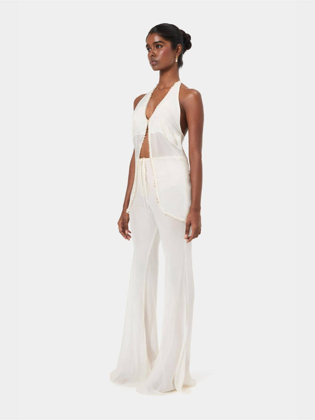 Black Shell Trim Halter Top | HT67 - view 22