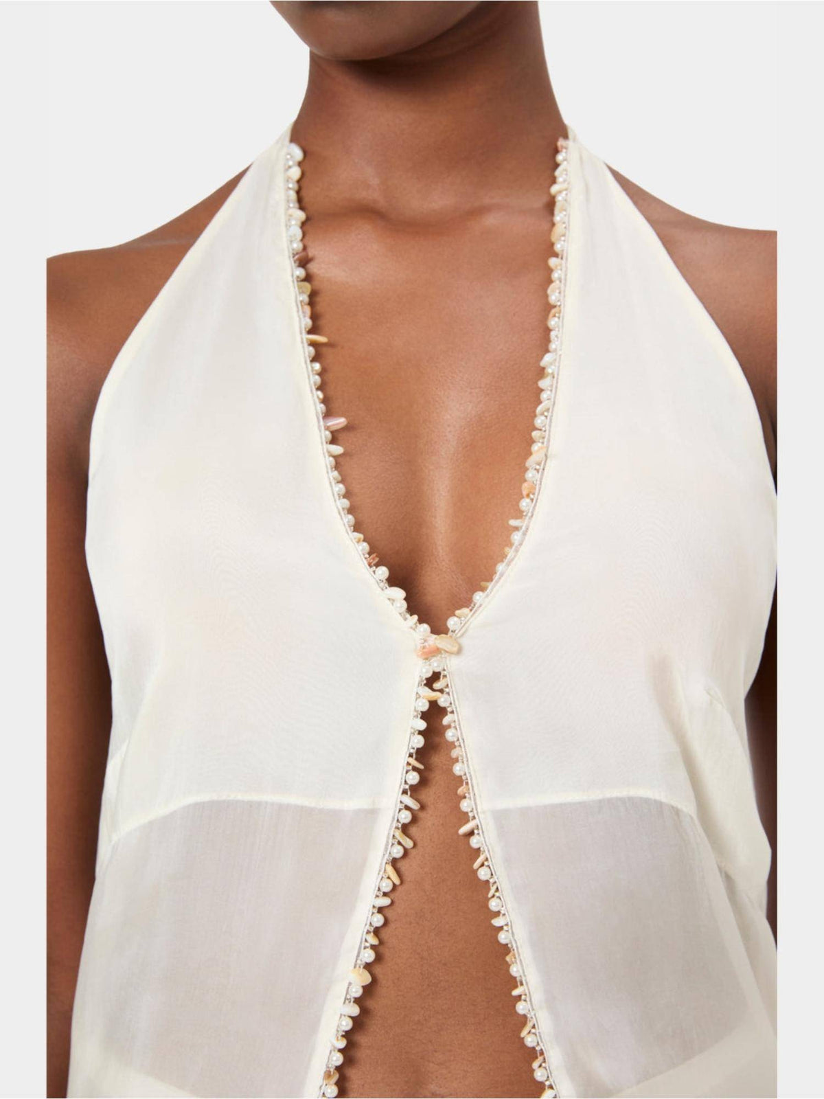 Yellow Shell Trim Halter Top | HT67 - view 39