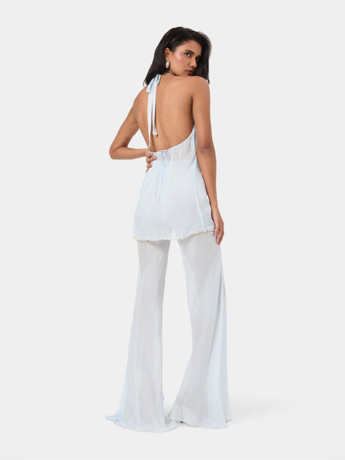 Blue Shell Trim Halter Top | HT67 - view 2