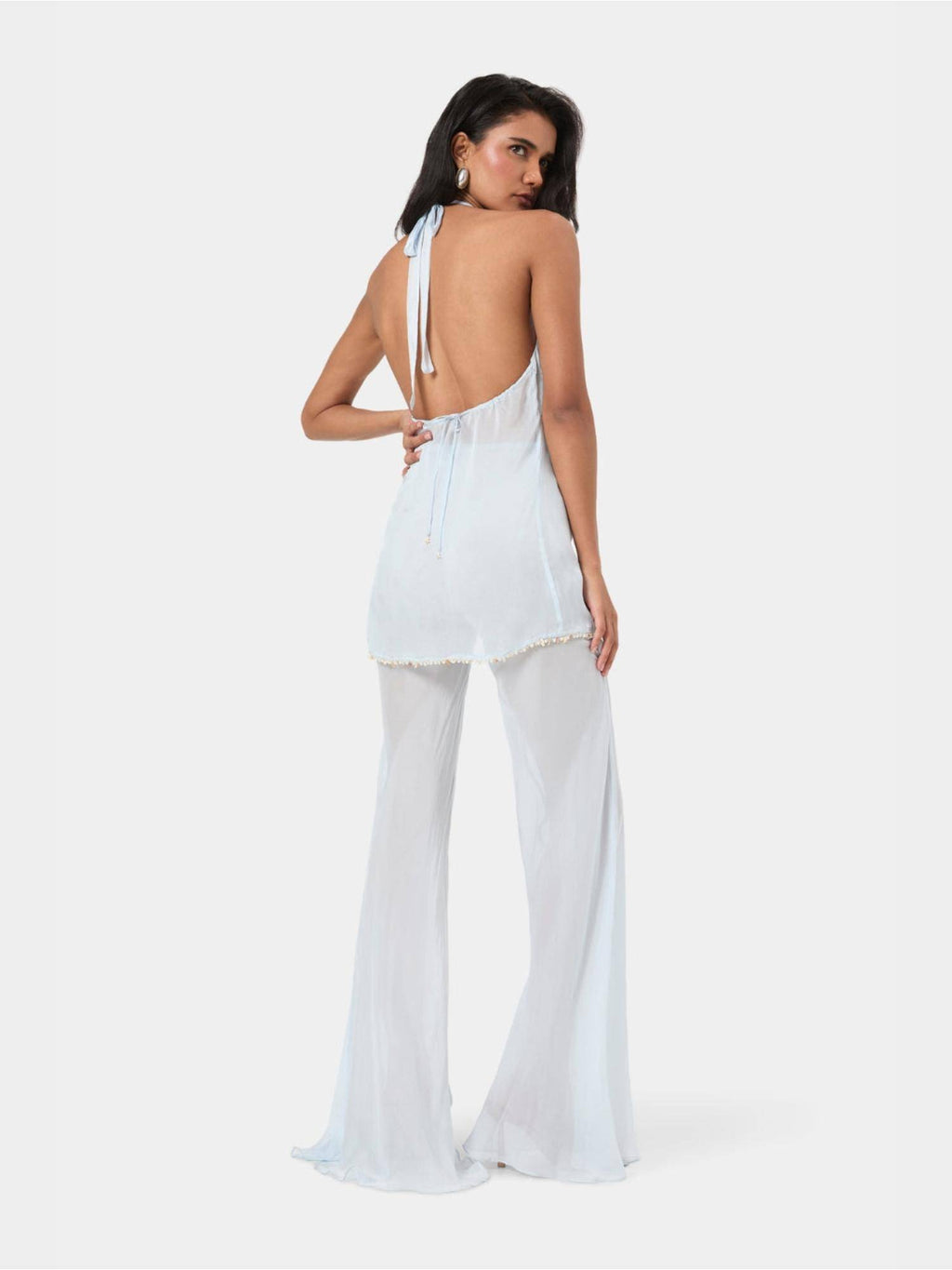 Black Shell Trim Halter Top | HT67 - view 35