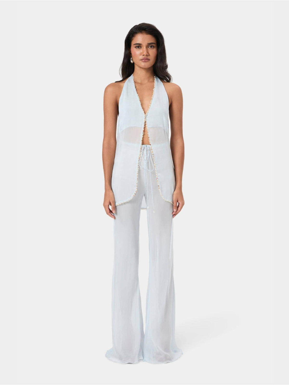 Blue Shell Trim Halter Top | HT67 - view 4