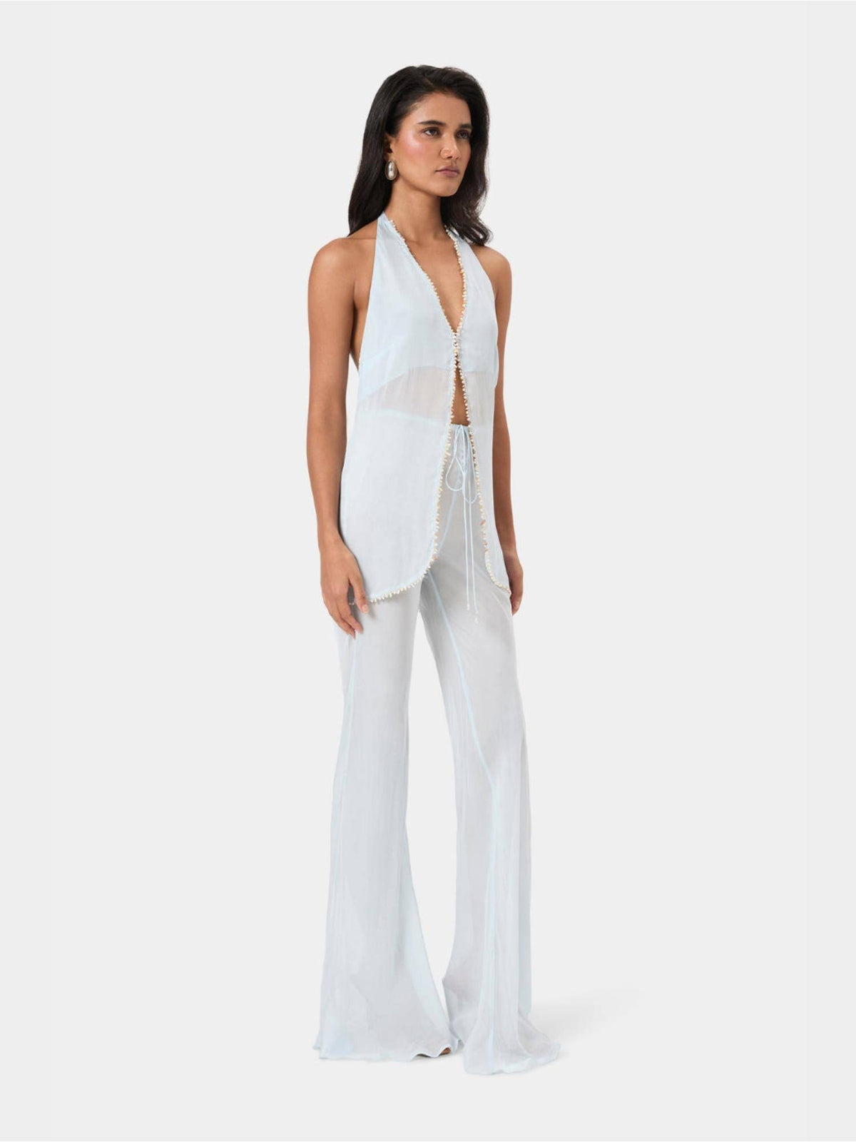 Blue Shell Trim Halter Top | HT67 - view 5
