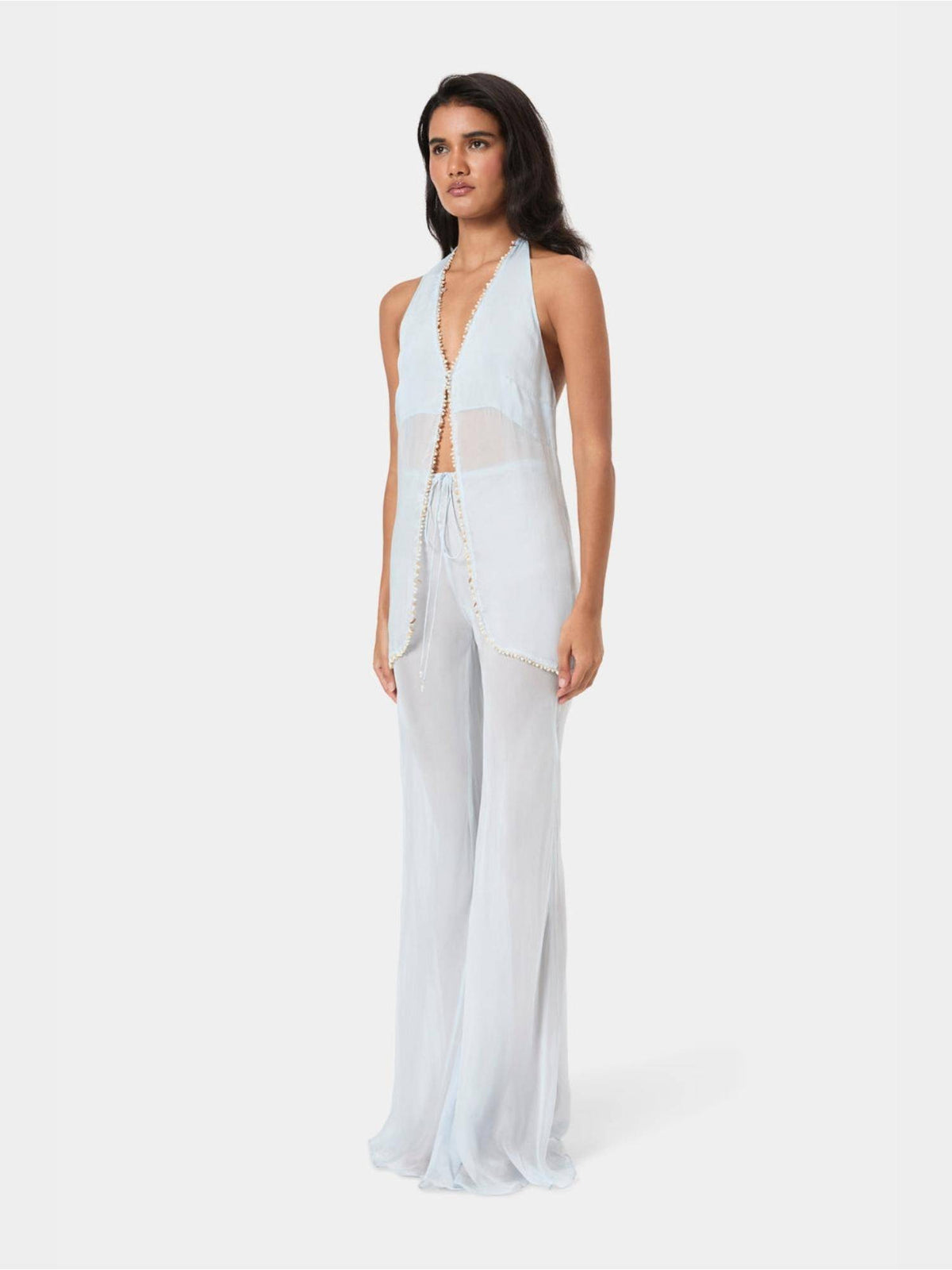 Black Shell Trim Halter Top | HT67 - view 39