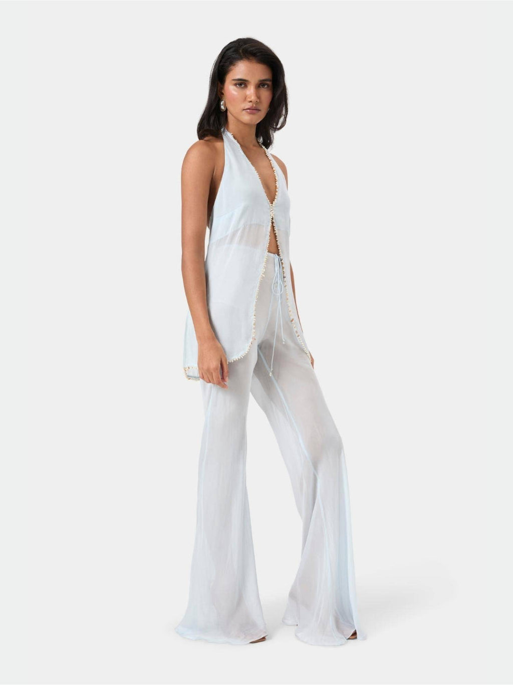 Black Shell Trim Halter Top | HT67 - view 41