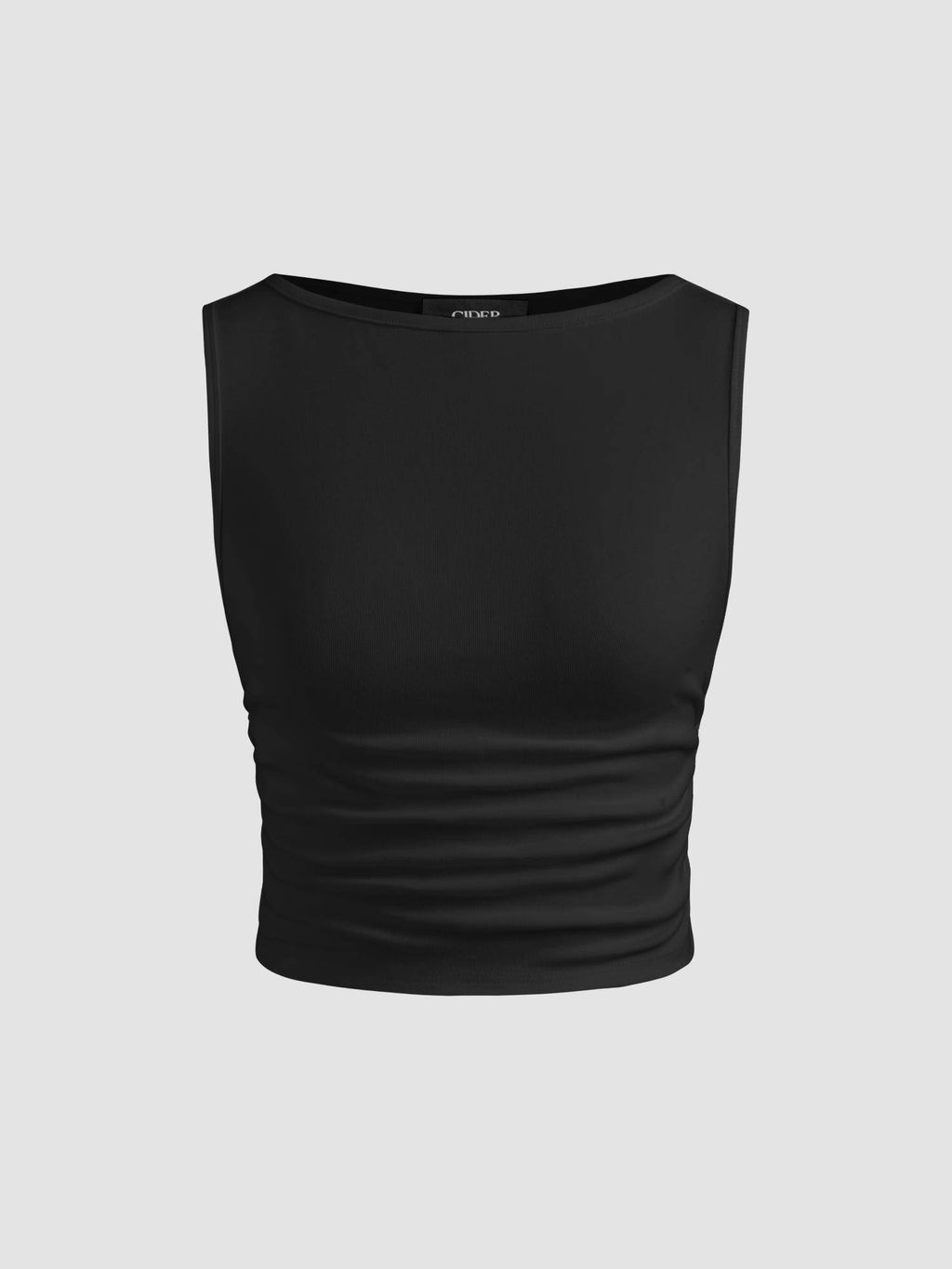 Boat Neck Ruched Solid Crop Tank Top | TT98 - view 18