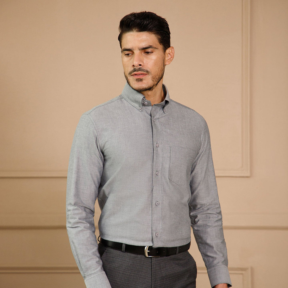Regal Oxford Chambray shirt in Ash Grey