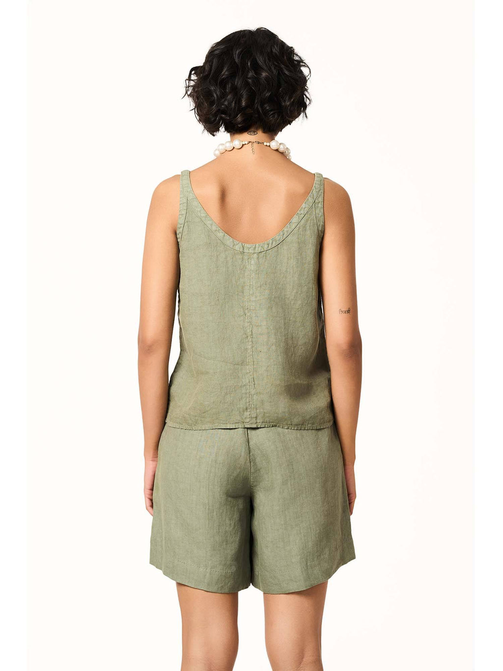 Leah Linen Olive Tank Top | TT98 - view 3
