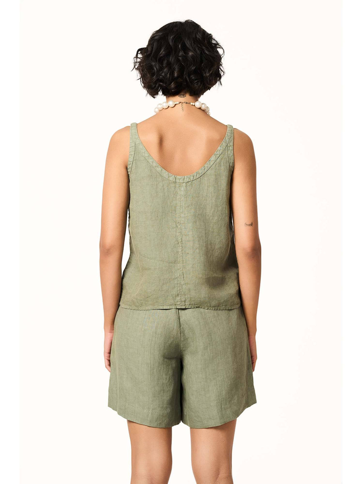 Leah Linen Olive Tank Top | TT98 - view 3