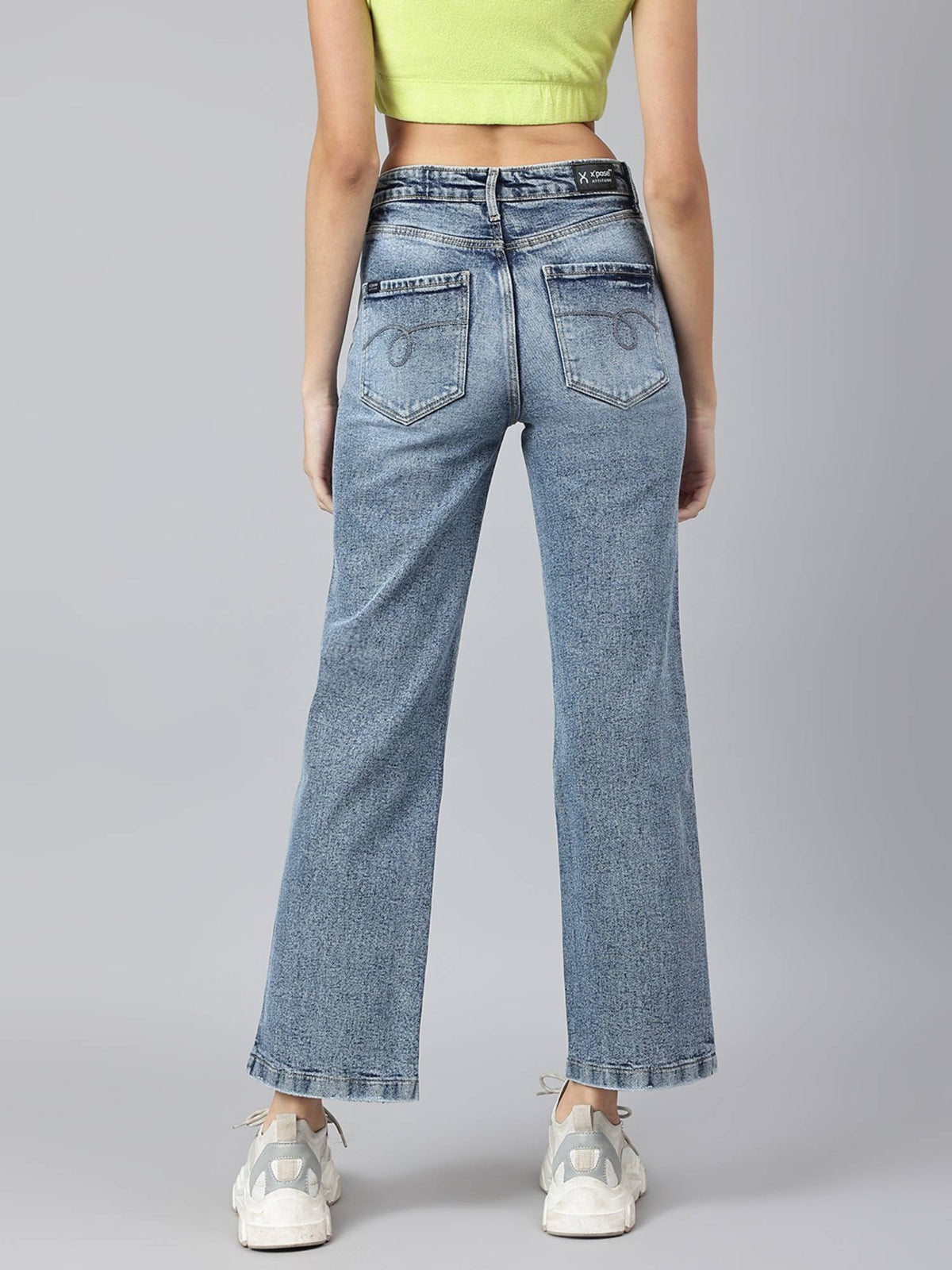 Women Blue Comfort Wide Leg High-Rise Stretchable Jeans | WL90 - view 3