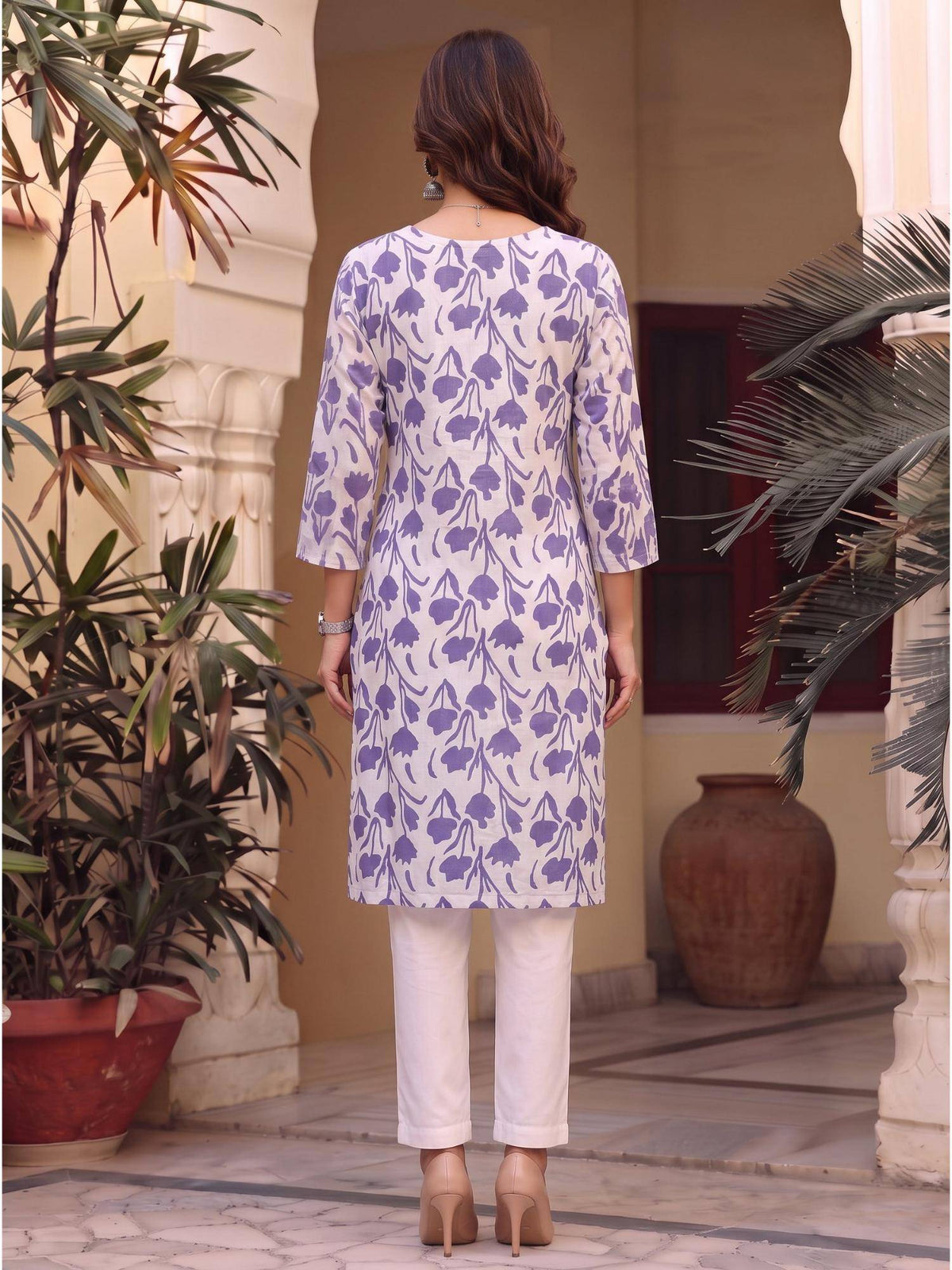 Women Purple Floral Printed Kurta | KDG - view 3