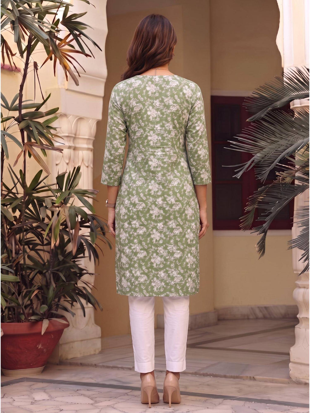 Women Green Floral Printed Kurta | KDG - view 3