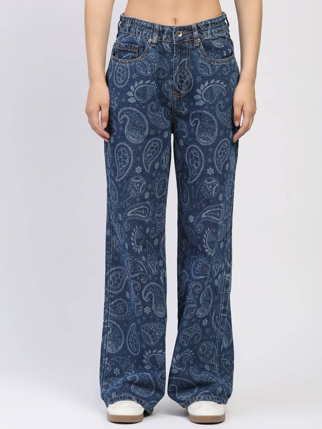 Cotton Paisley Print Blue Jeans | ST23 - view 1