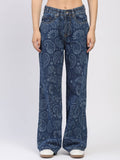 Cotton Paisley Print Blue Jeans | ST23 - view 1