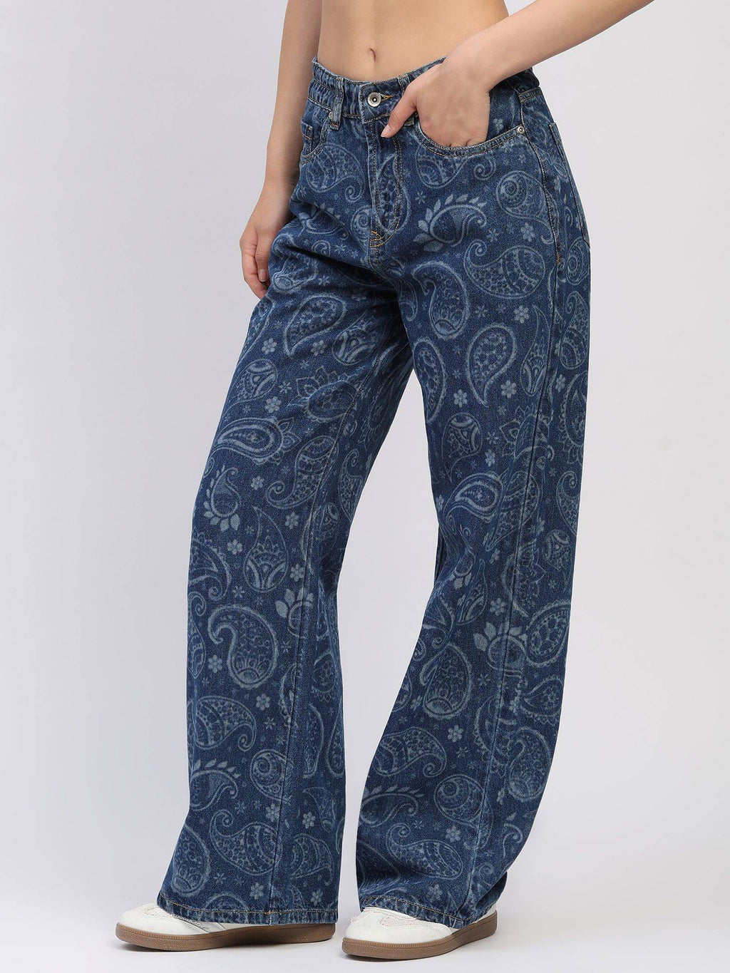 Cotton Paisley Print Blue Jeans | ST23 - view 2