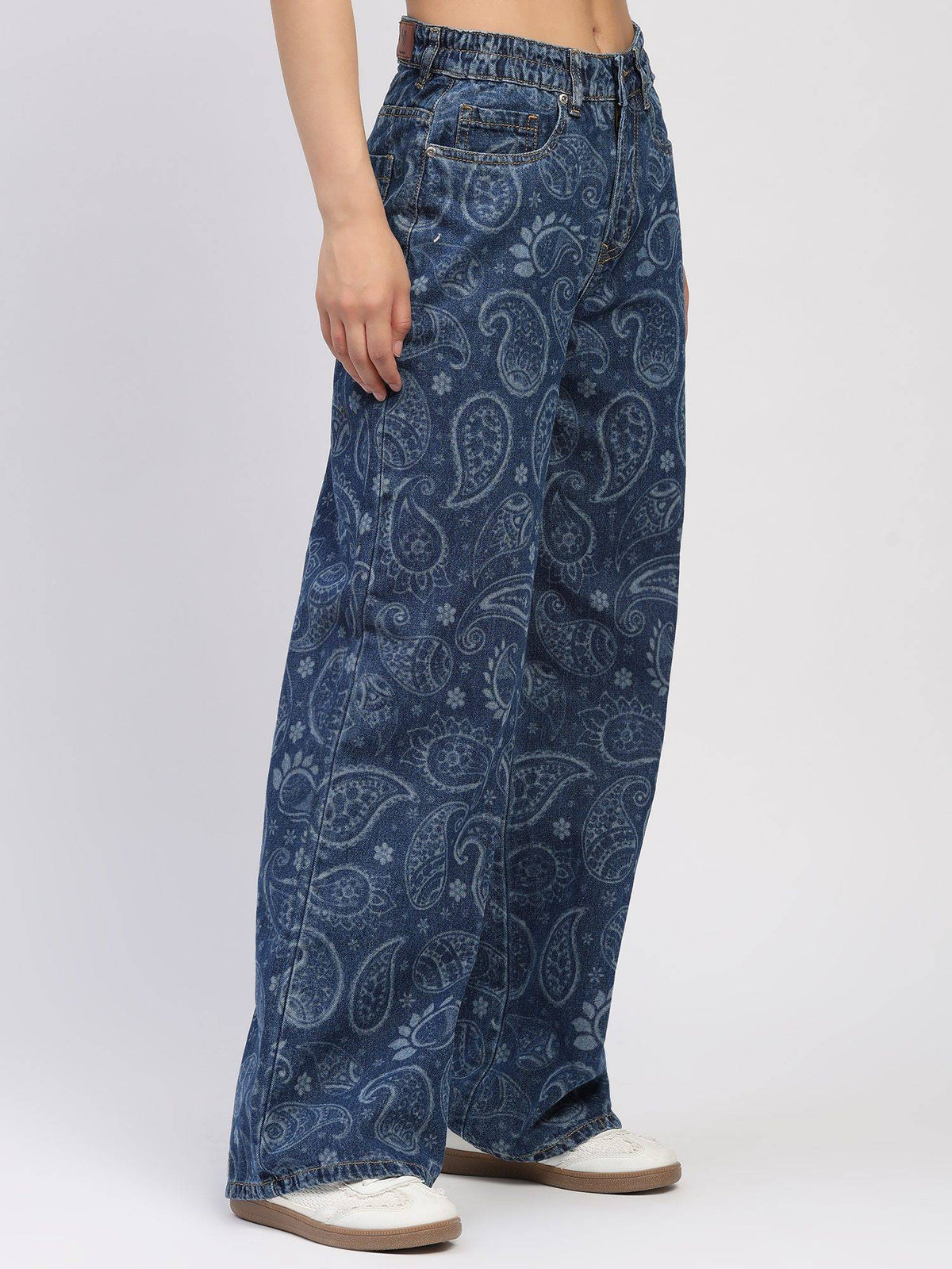 Cotton Paisley Print Blue Jeans | ST23 - view 3