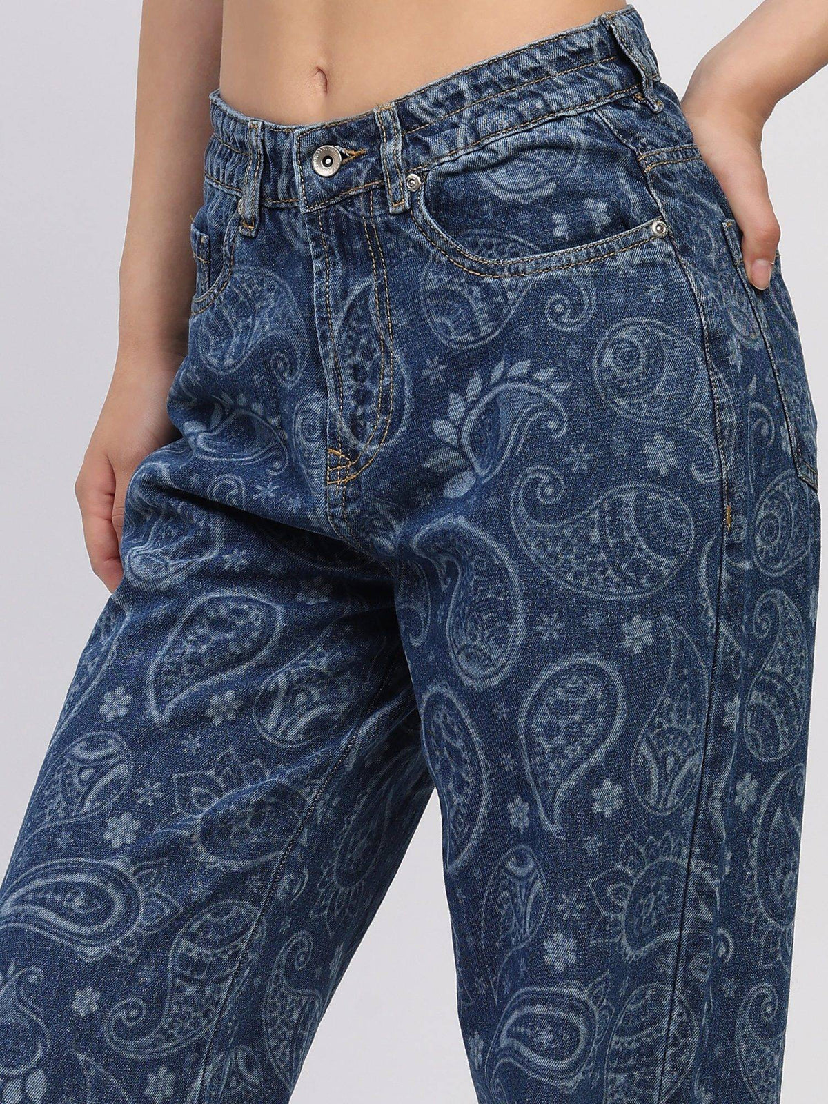 Cotton Paisley Print Blue Jeans | ST23 - view 5