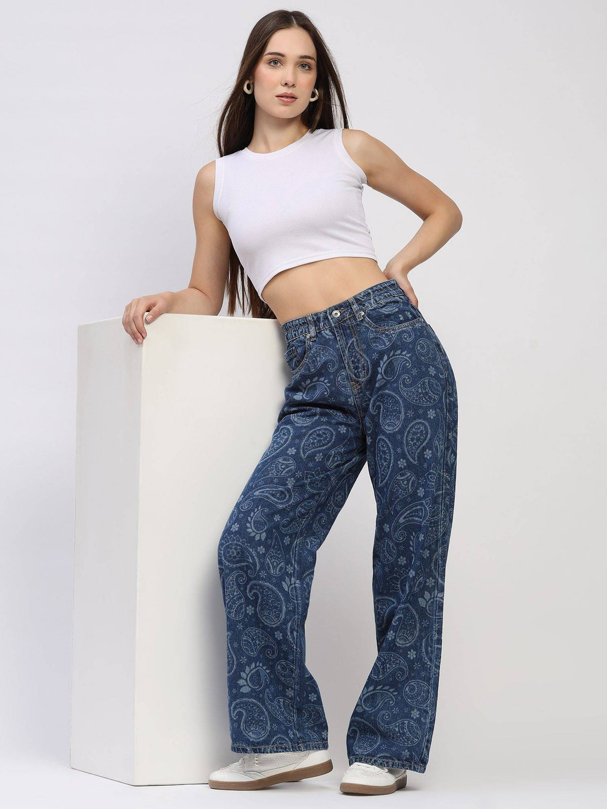 Cotton Paisley Print Blue Jeans | ST23 - view 6