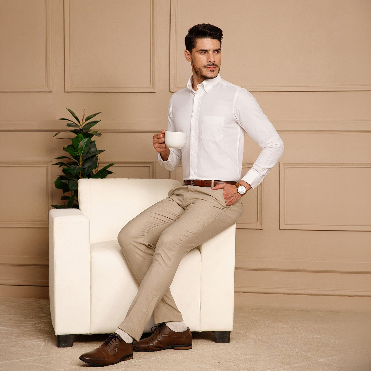 Regal Oxford Solid shirt in Cloud White