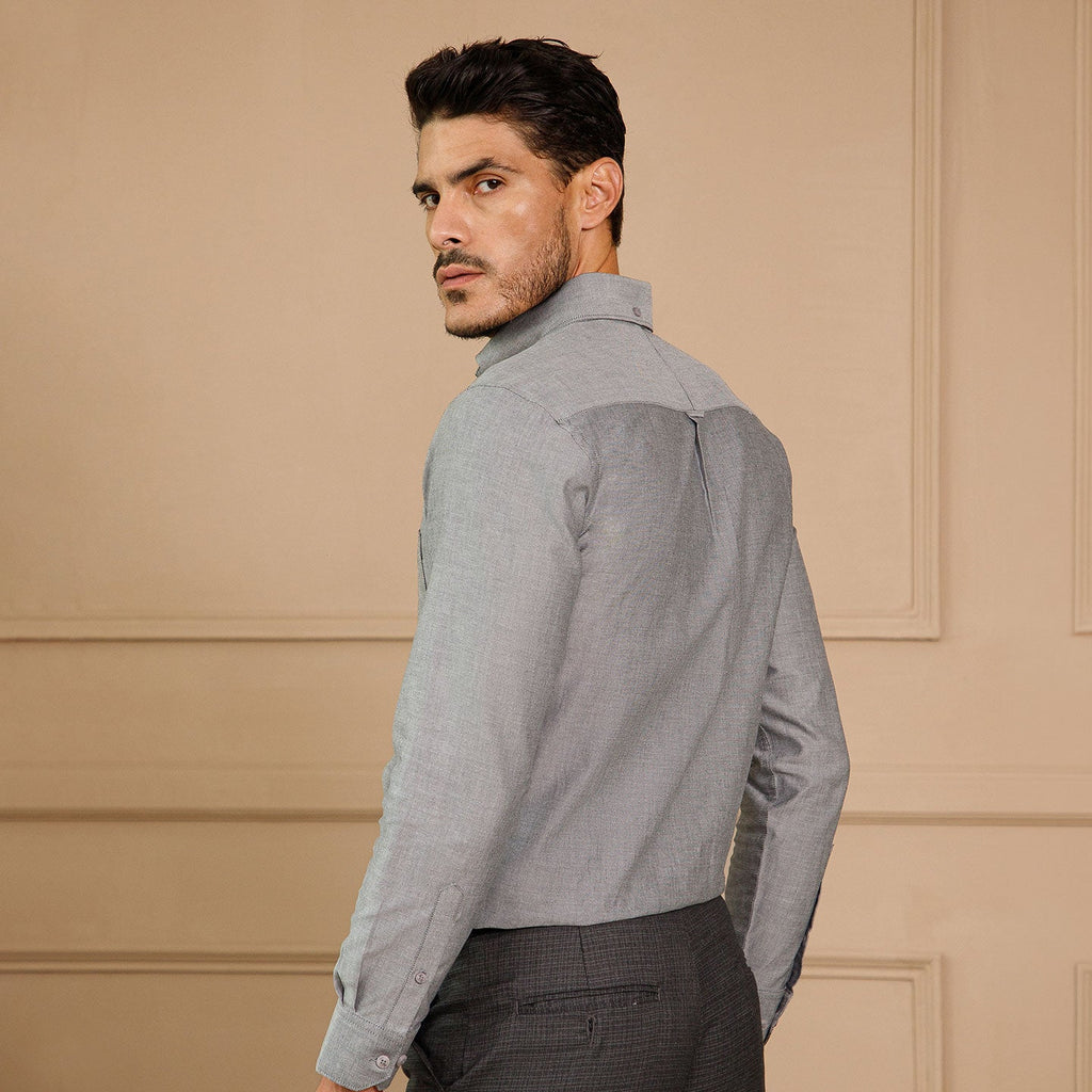 Regal Oxford Chambray shirt in Ash Grey