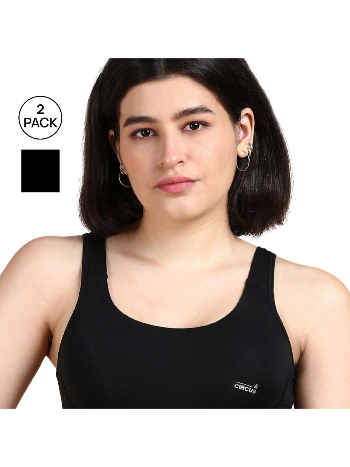 Womens Black Tencel Modal Micro Sports Bra (Pack of 2) | sb09 - view 5