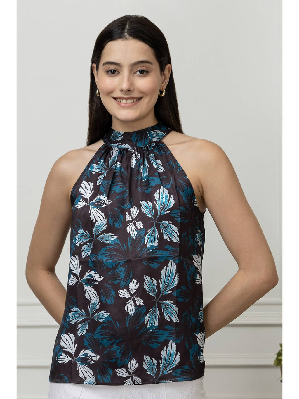 Women Black Floral Top | HT67 - view 1
