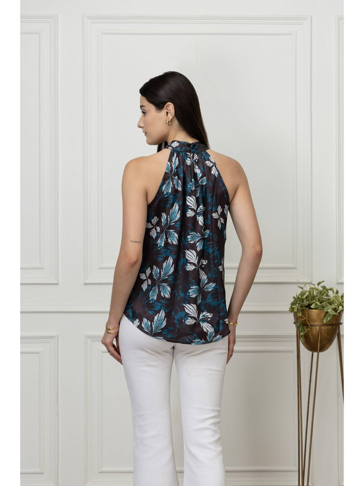 Women Black Floral Top | HT67 - view 2