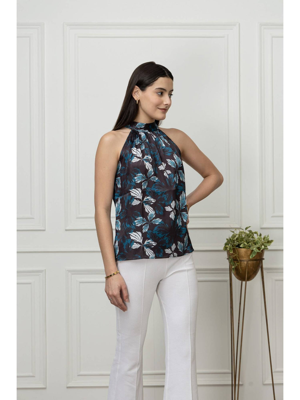 Women Black Floral Top | HT67 - view 3
